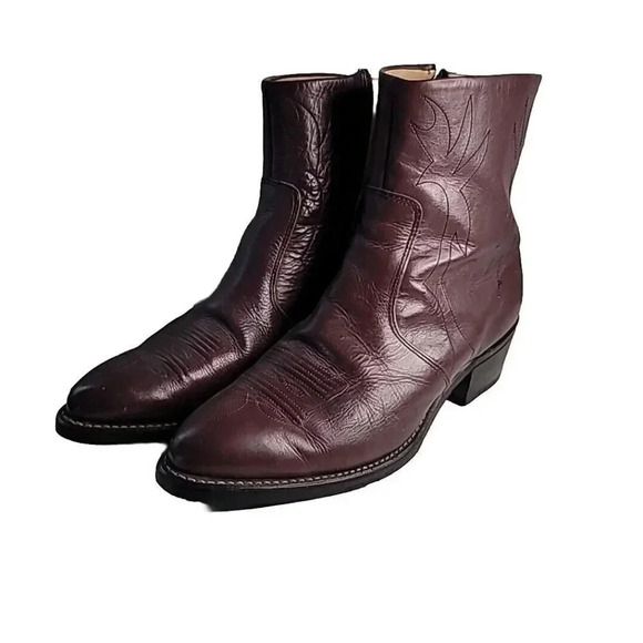 Vintage Long Haul  Leather Oil-Resistant Cowboy Ankle Boots Size 9 Side Zipper - Picture 1 of 14